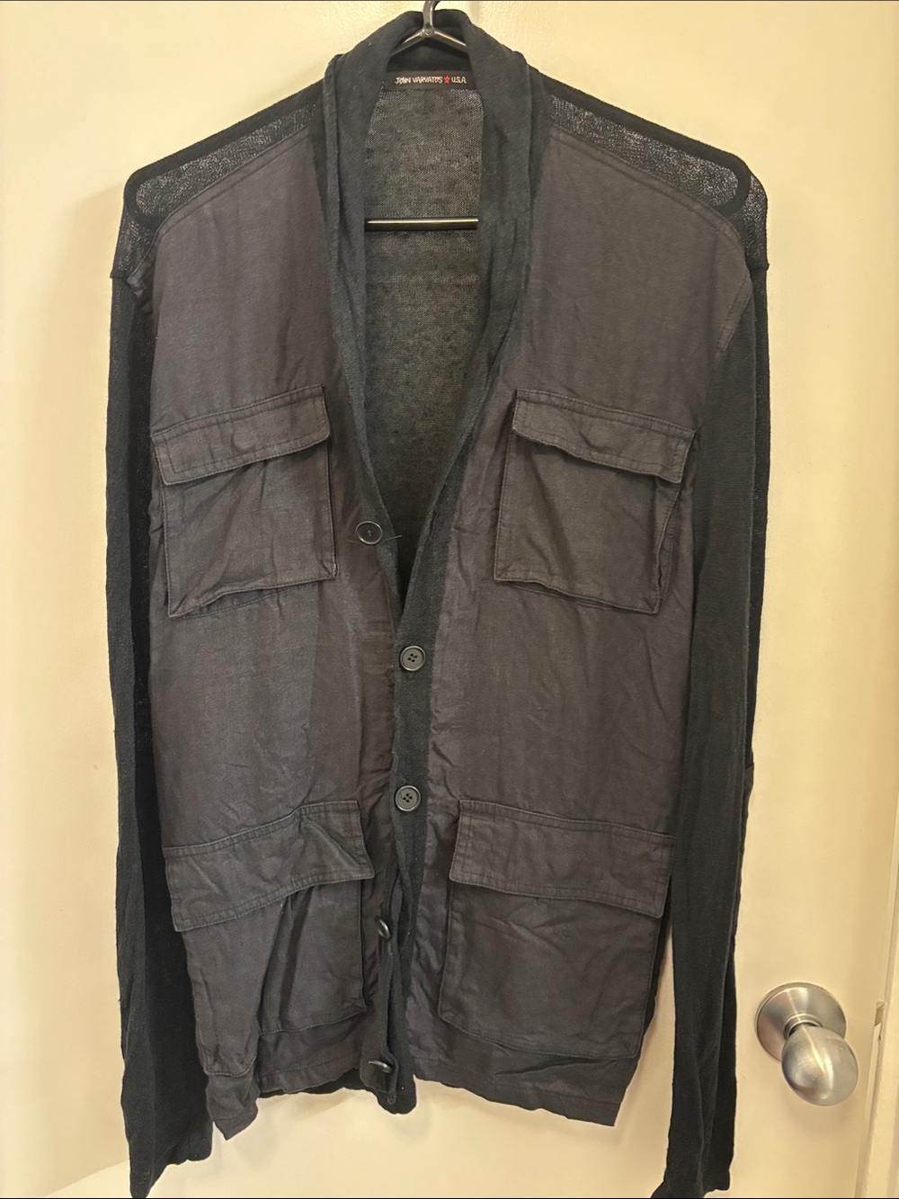 John Varvatos Men's Black Utility Button-Front Cardigan